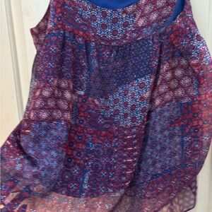 Faded Glory Red and Blue Patterned Women's Top